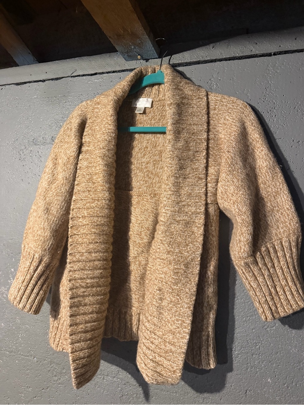 LOFT Camel Open Shawl-Collar Cardigan Sweater